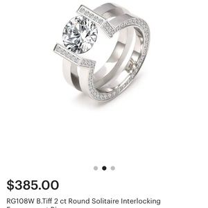 Engagement Ring. 2 ct Round Solitaire Interlocking Engagement Ring